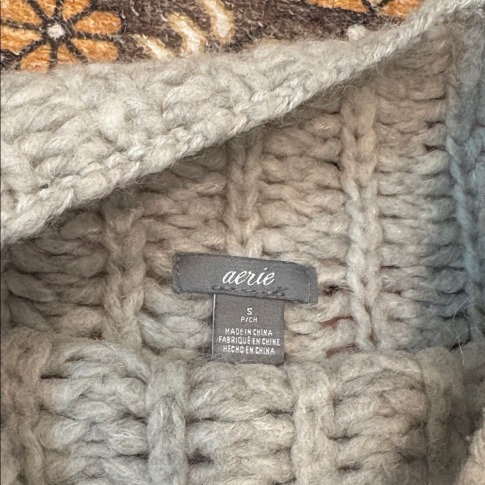 ✨ AERIE ✨ Gray Wool Alpaca Blend Cozy Chunky Turtleneck Sweater Size Small Flaw - Picture 3 of 9